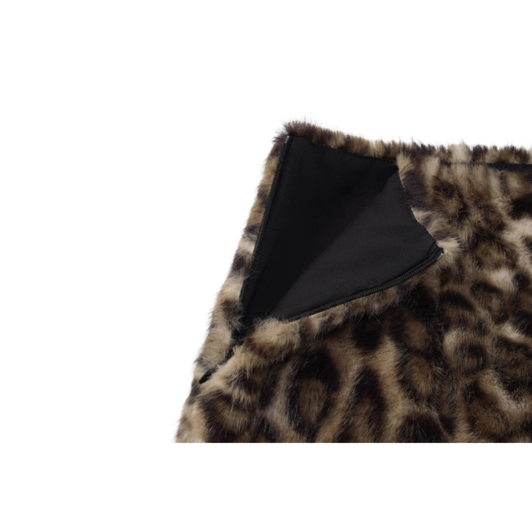Cheetah Print Fur Skirt