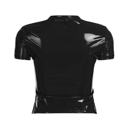 Faux Leather Black Graphic Tee