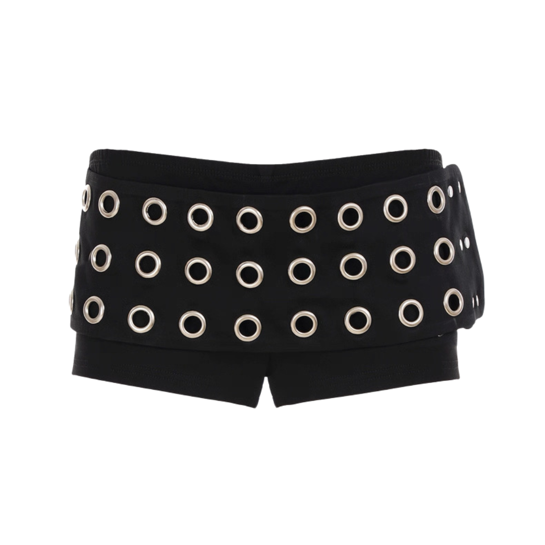 Y2K Rivet Belt Mini Shorts