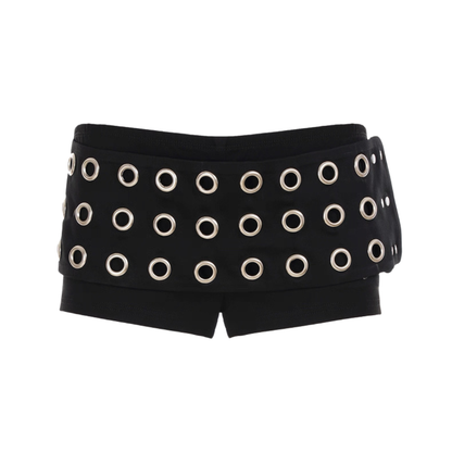Y2K Rivet Belt Mini Shorts
