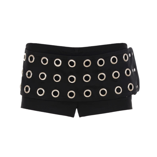 Y2K Rivet Belt Mini Shorts