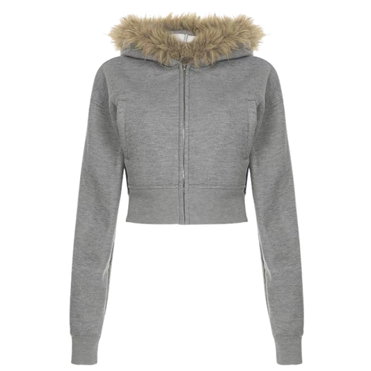 Y2K Fur Detailed Zip Up
