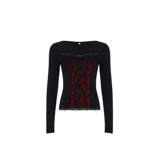 Noir Lace Rose Top