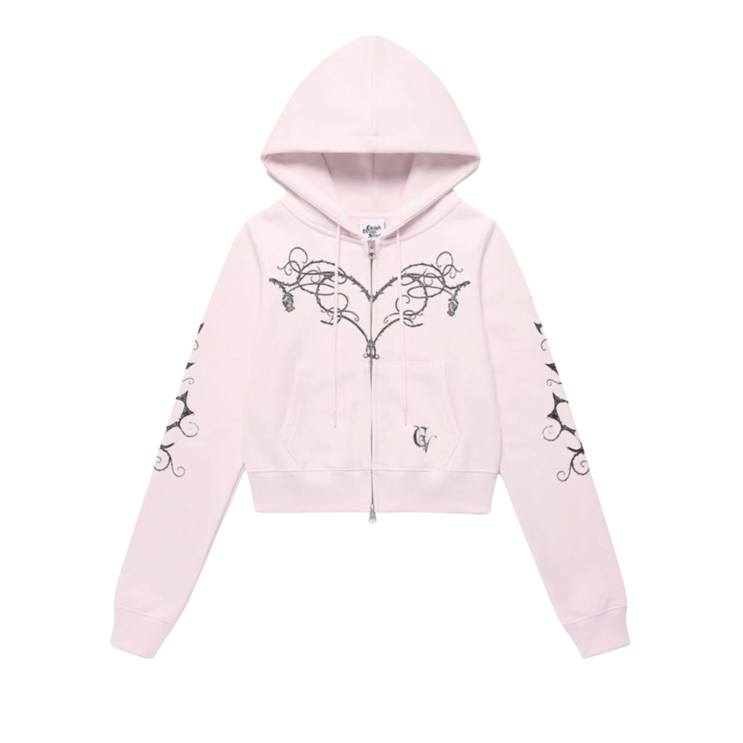 Rose Vine Cropped Zip Hoodie