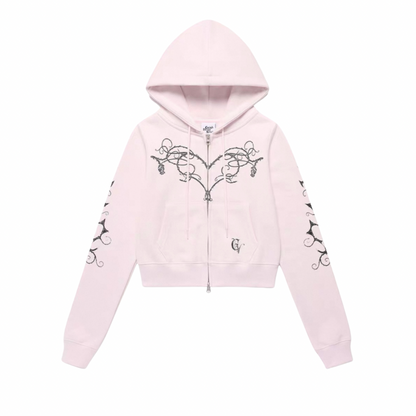 Rose Vine Cropped Zip Hoodie