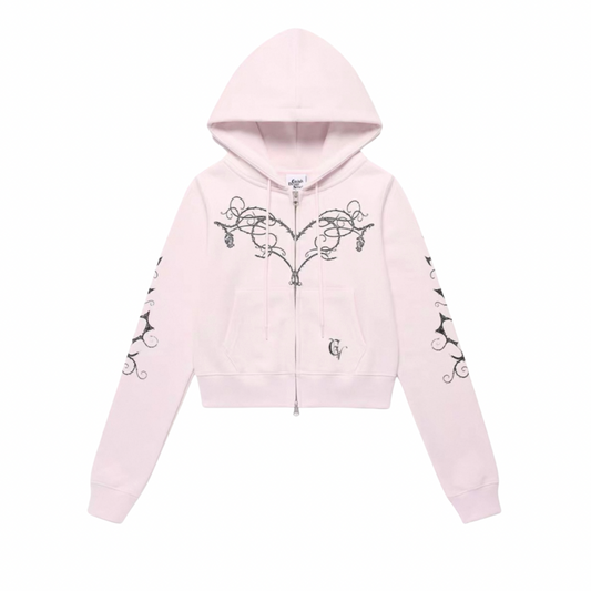 Rose Vine Cropped Zip Hoodie