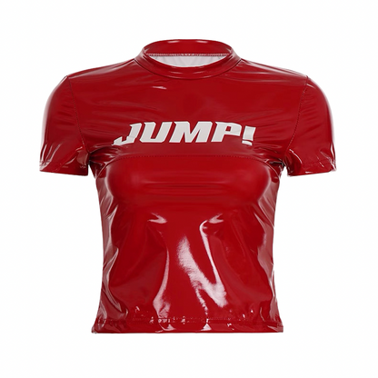 Faux Leather Black Graphic Tee