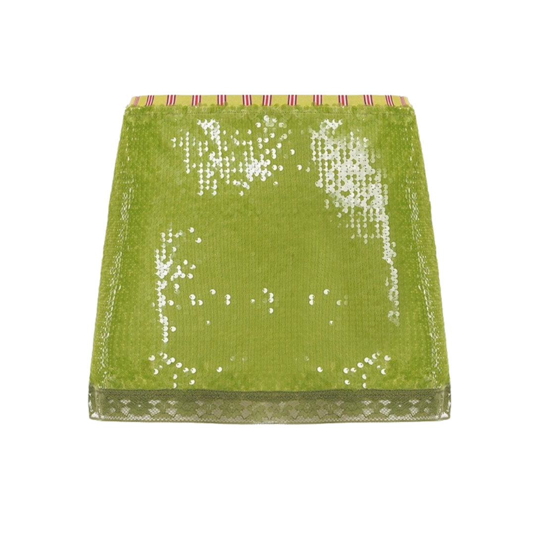 Sequin Mini Skirt Lace Detailing