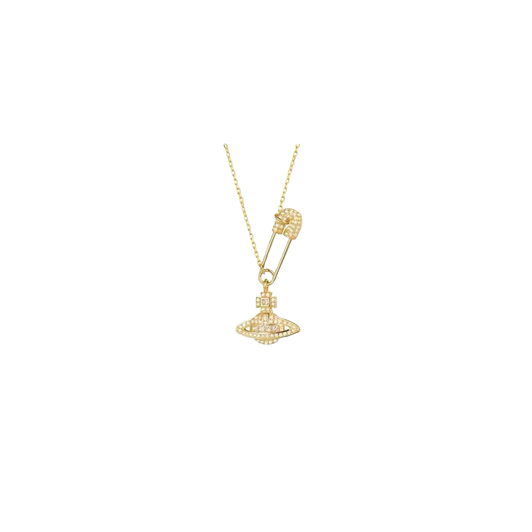 Vivienne Westwood Saturn Brooch Necklace