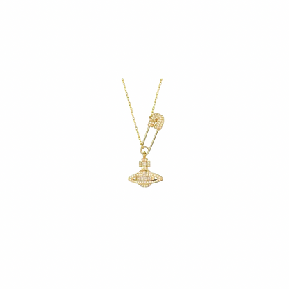 Vivienne Westwood Saturn Brooch Necklace