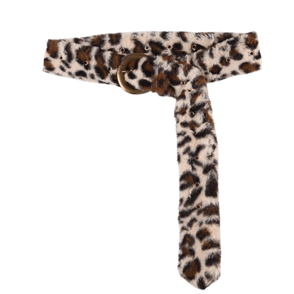 Y2K Furry Leopard Print Belt