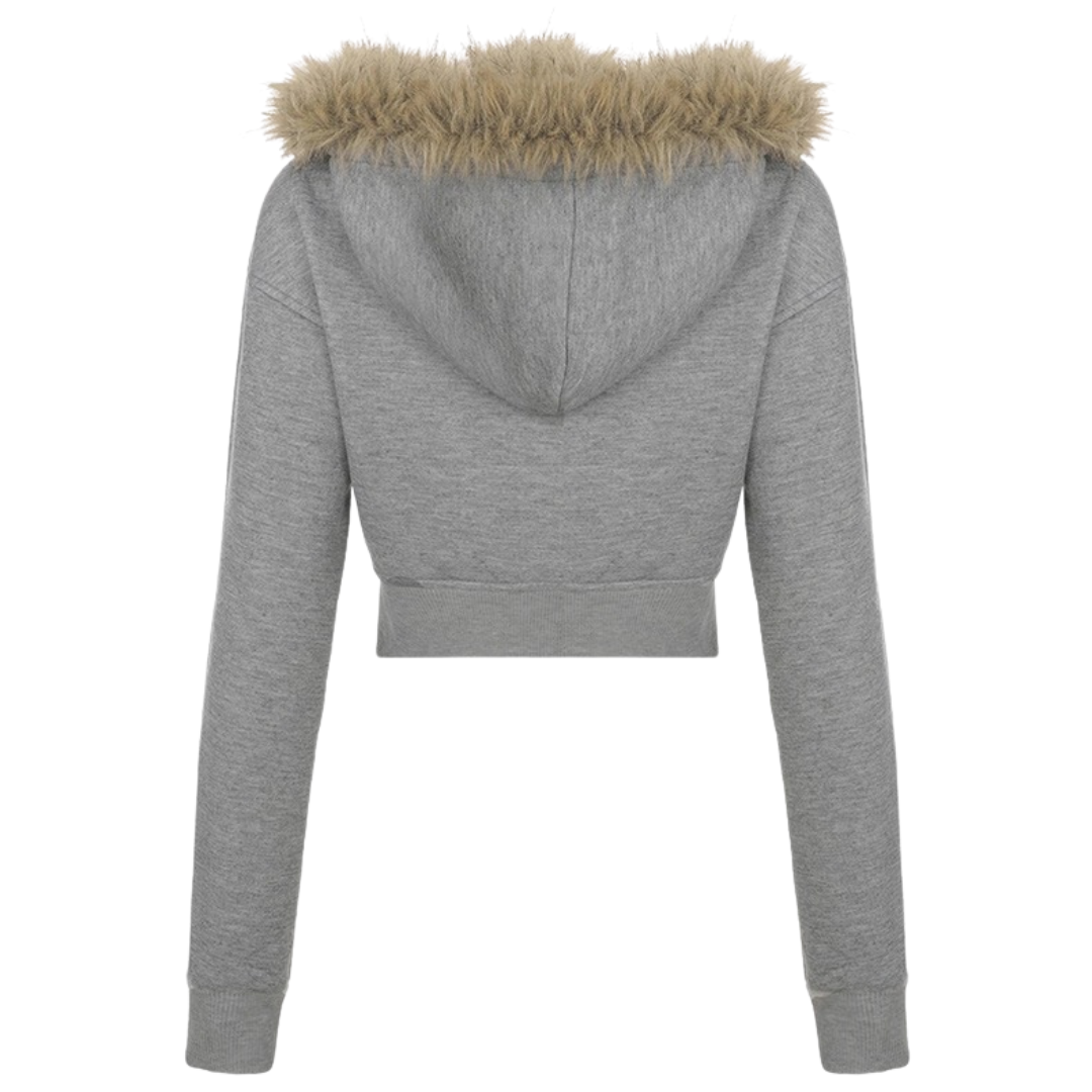 Y2K Fur Detailed Zip Up