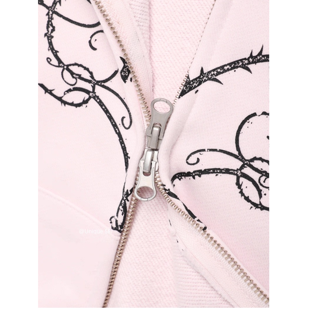 Rose Vine Cropped Zip Hoodie