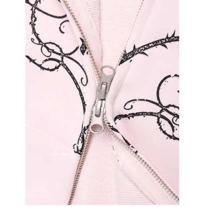 Rose Vine Cropped Zip Hoodie