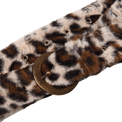 Y2K Furry Leopard Print Belt