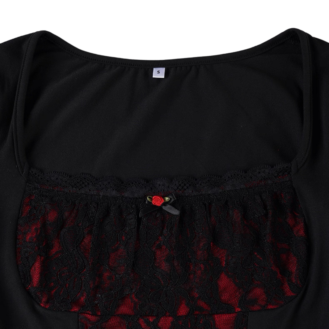 Noir Lace Rose Top