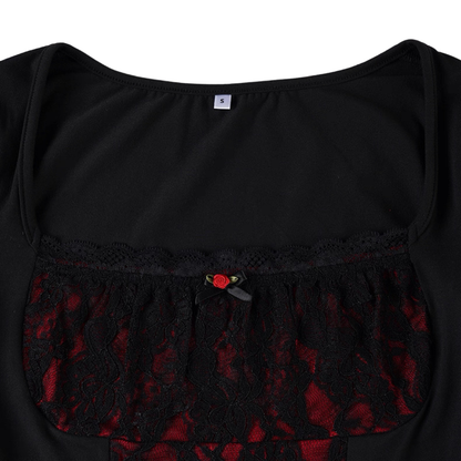 Noir Lace Rose Top