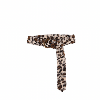Y2K Furry Leopard Print Belt