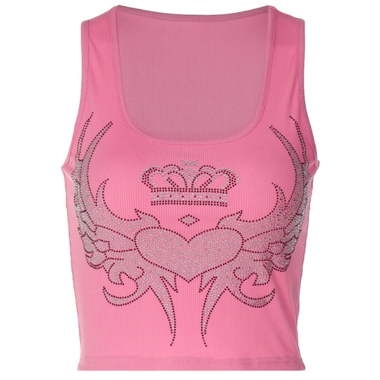 Y2K Hot Pink Rhinestone Tank
