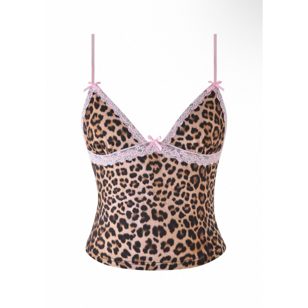 Pink Lace & Leopard Cami and Shorts Set