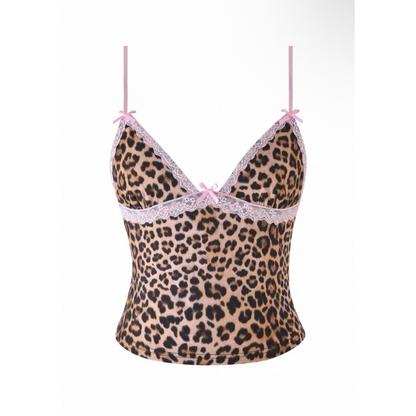 Pink Lace & Leopard Cami and Shorts Set