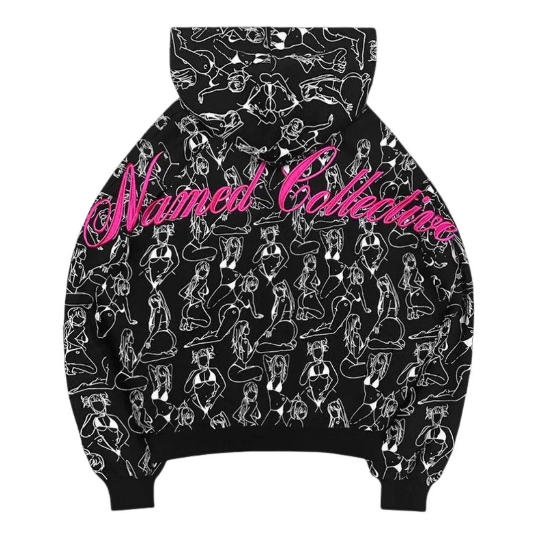 Named Collective Graphic Anime Sketch Hoodie & Sweatpants Set Black