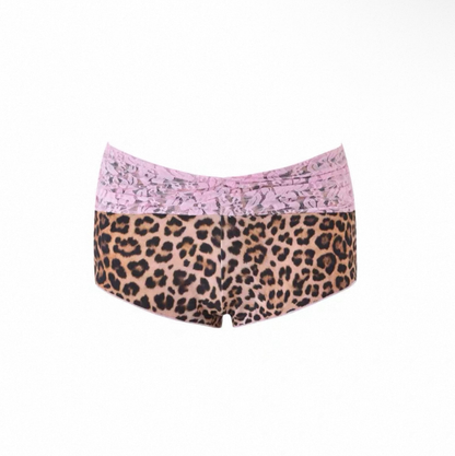 Pink Lace & Leopard Cami and Shorts Set
